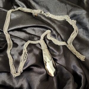 Large Bold Austrian Crystal Smoky Glass Pendant Multi-Strand Necklace